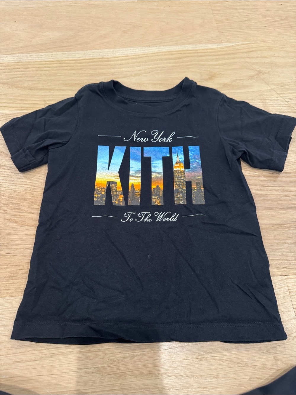 Kith Black Kids Short Sleeve Tee with Sunset Skyline Graphic